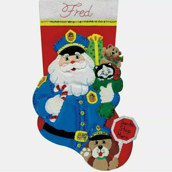 Design Works Felt Policeman Stocking Applique Kit - Picture 2 of 3